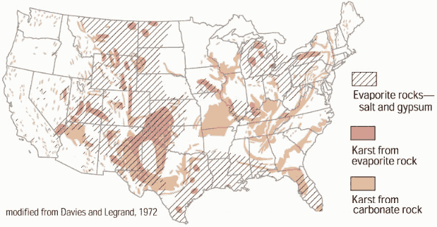 Evaporate and Carbonite Rockbeds in the USA, USGS.gov